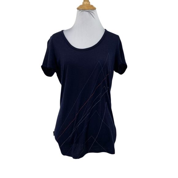 Icebreaker T Shirt Women S Small Navy Wool Blend Tech Lite Pinnacle Short Sleeve - Picture 1 of 12